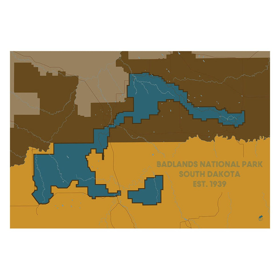 Badlands National Park Poster | National Park Map | Muir Way