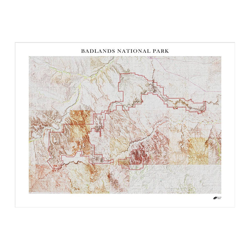 Badlands Shaded Relief Map - Muir Way - Relief Series