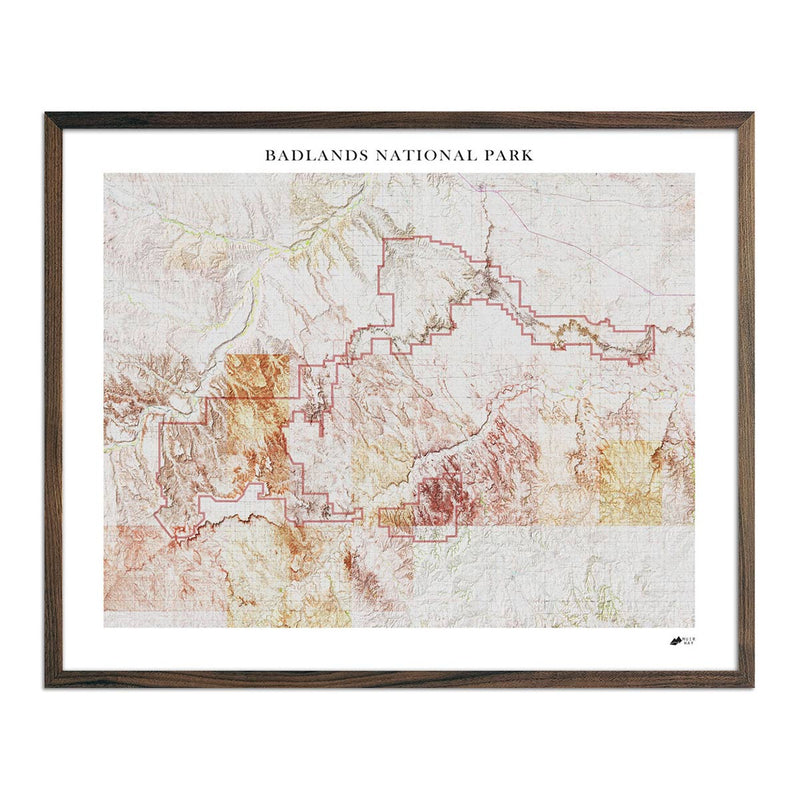 Badlands Shaded Relief Map - Muir Way - Relief Series