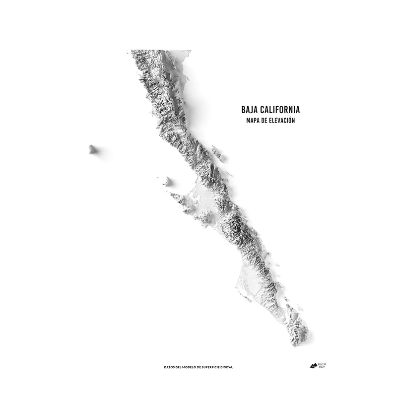 Baja California Elevation Map - Muir Way - Elevation