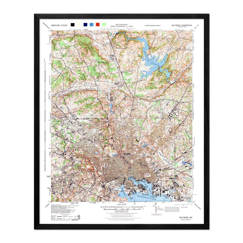 Baltimore, MD 1944 USGS Map - Muir Way - Vintage Map