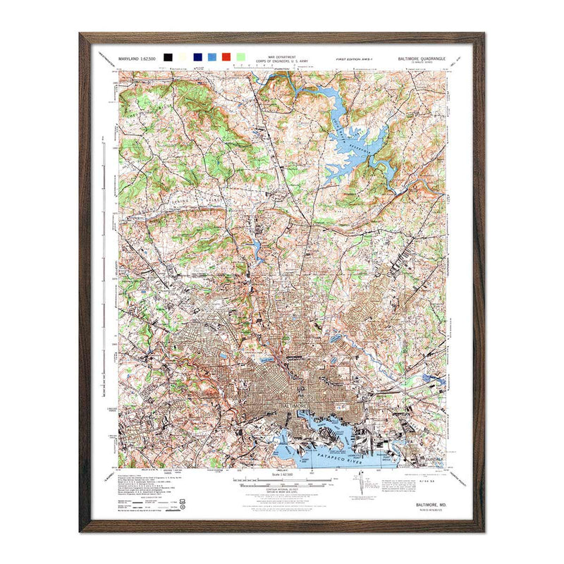 Baltimore, MD 1944 USGS Map - Muir Way - Vintage Map