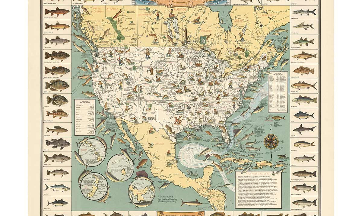 Vintage Big Game Fish Map - 1936