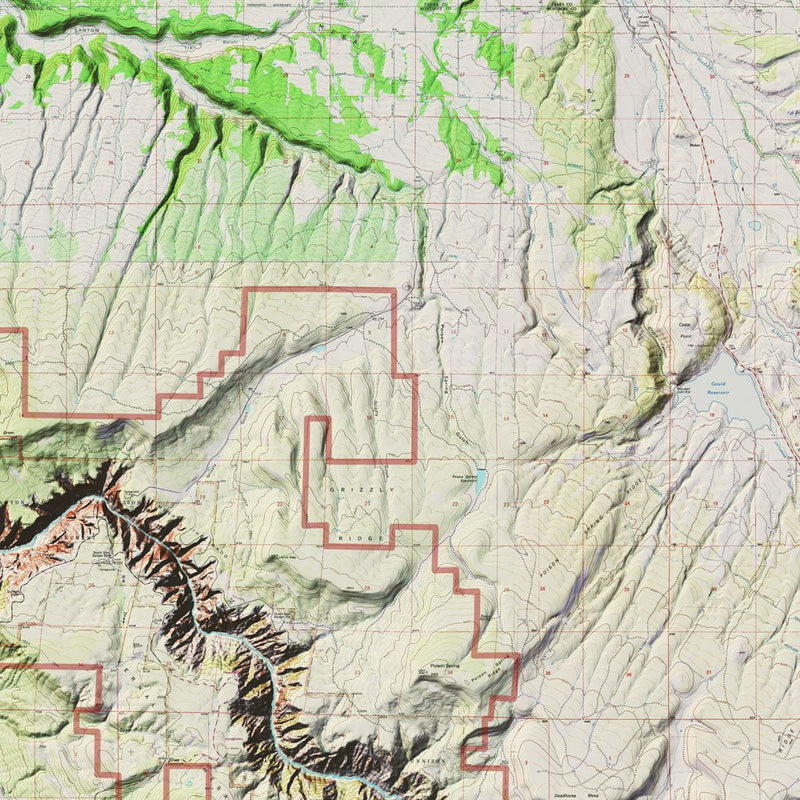 Black Canyon Shaded Relief Map - Muir Way - Relief Series