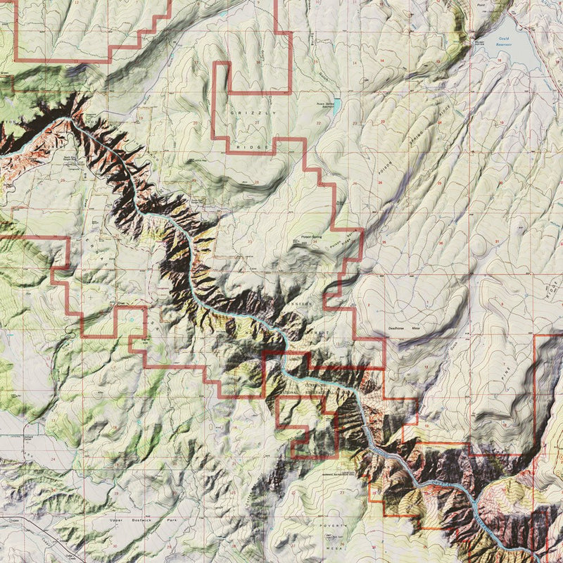 Black Canyon Shaded Relief Map - Muir Way - Relief Series