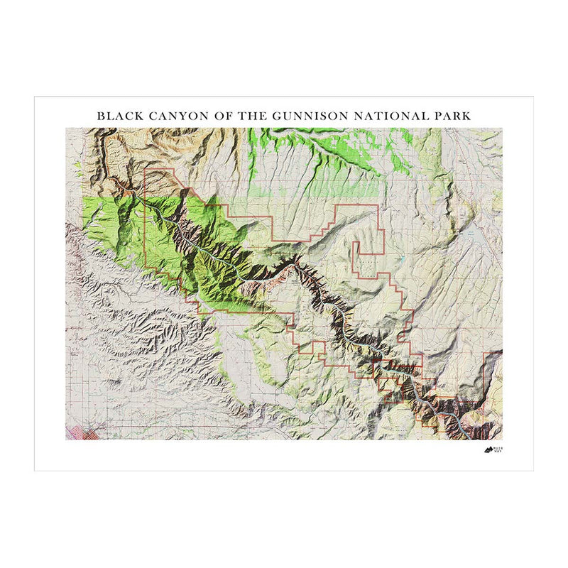 Black Canyon Shaded Relief Map - Muir Way - Relief Series