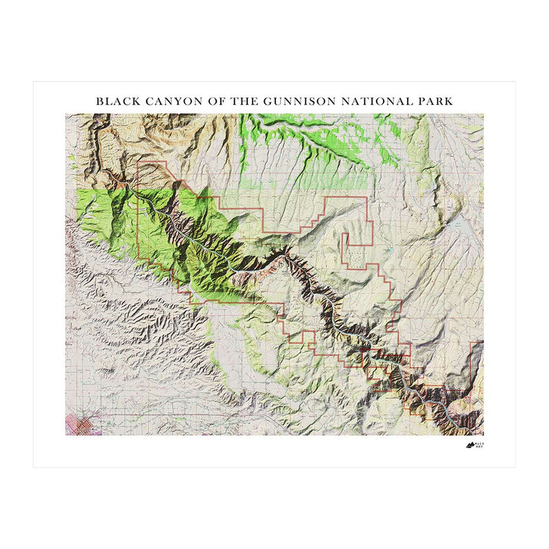 Black Canyon Shaded Relief Map - Muir Way - Relief Series