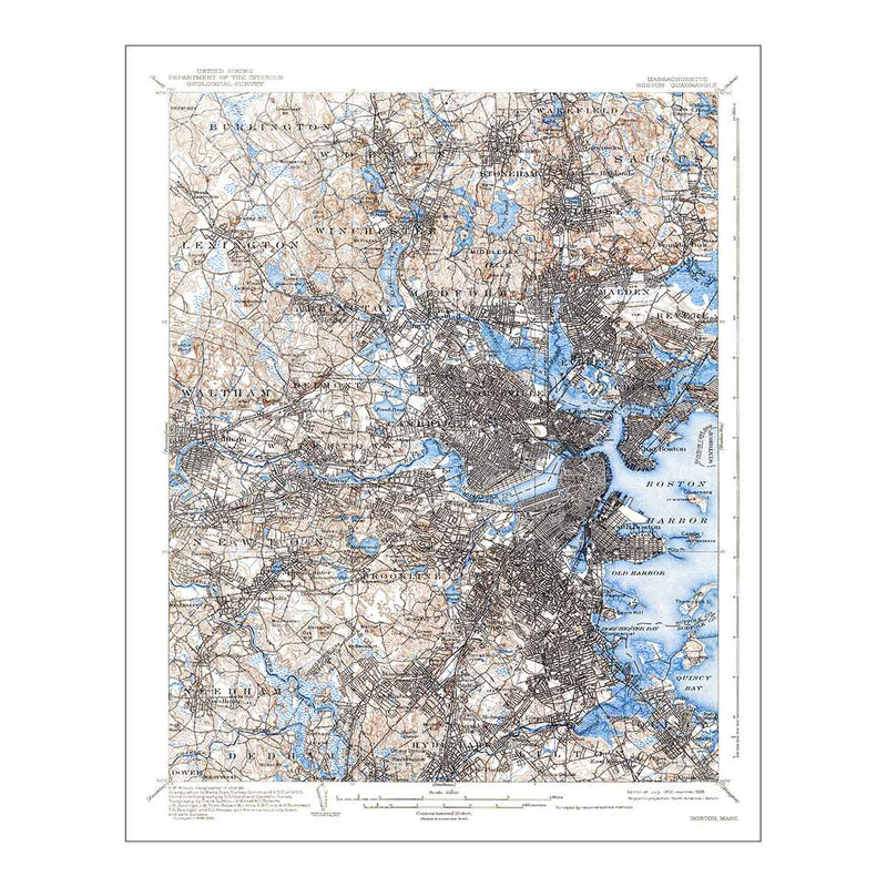 Boston, MA 1939 USGS Map - Muir Way - Vintage Map