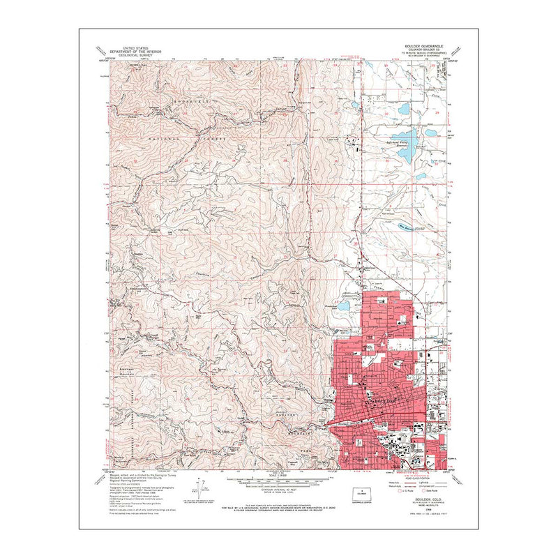 Boulder, CO 1966 USGS Map - Muir Way - Vintage Map