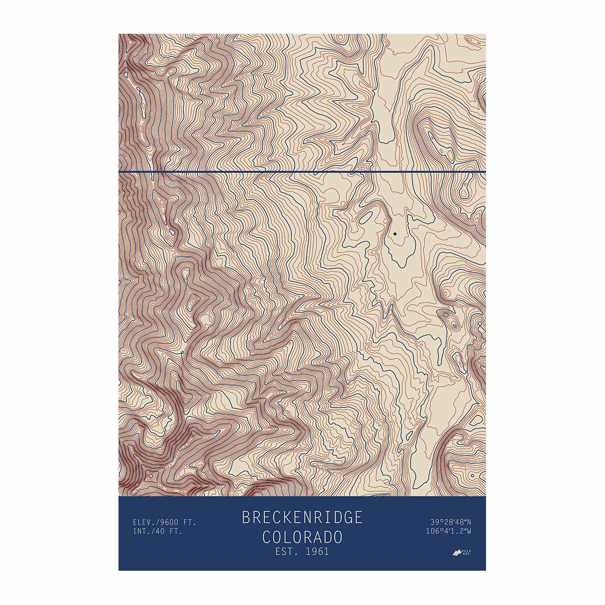 マニー　コラージュ タペストリー Breckenridge, Colorado-TOPO Series Map – Muir Way