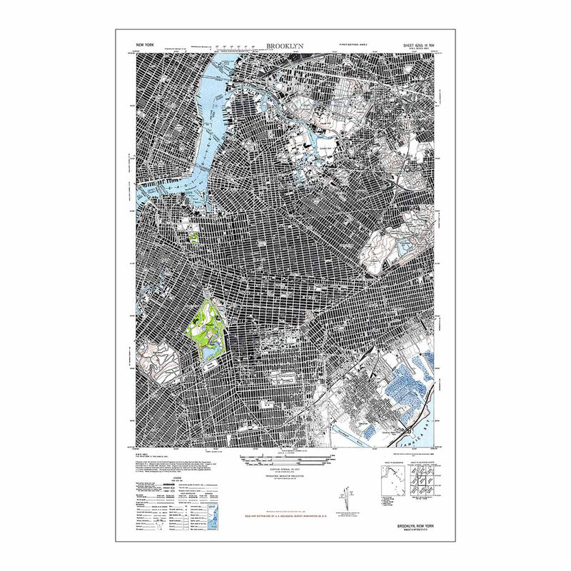 Brooklyn, NY 1947 USGS Map - Muir Way - Vintage Map