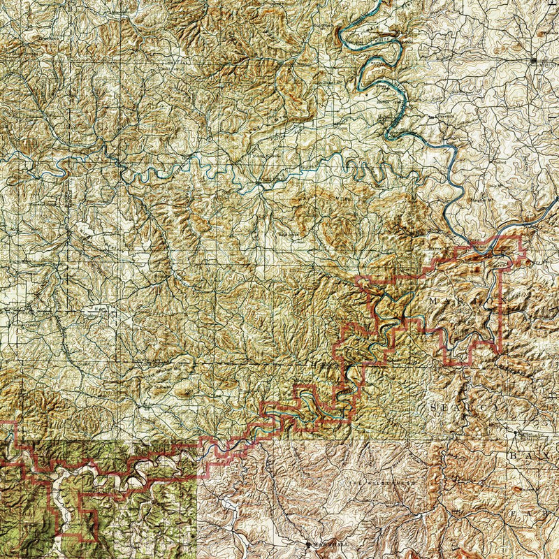 Buffalo River Shaded Relief Map - Muir Way - Relief Series