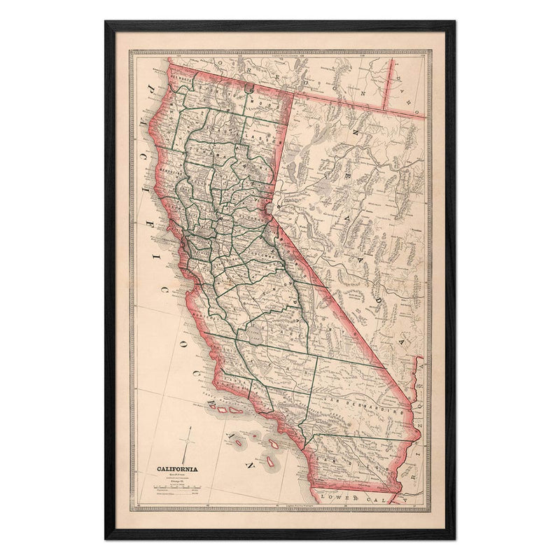 California 1883 Map - Muir Way - Vintage Map