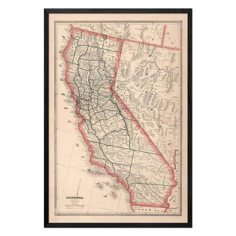 Vintage Map of California 1883
