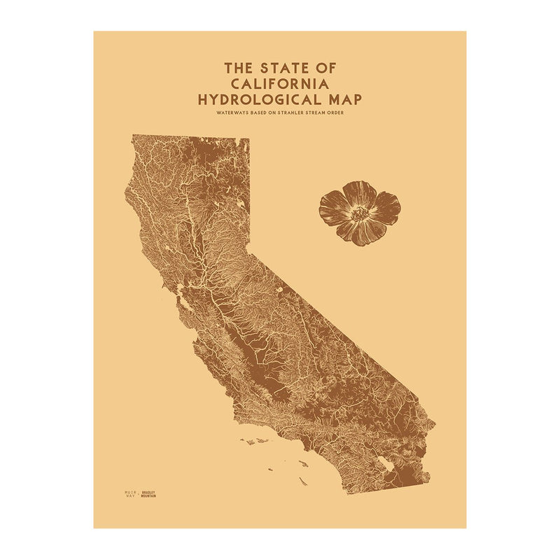 California Hydrological Map – Desert Tan - Muir Way - 