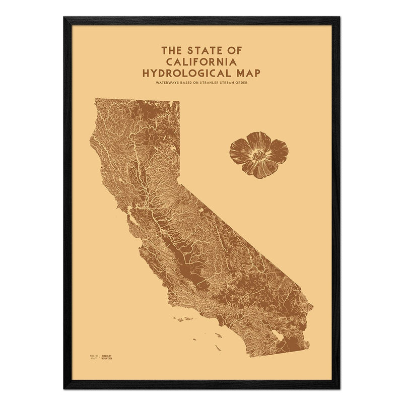 California Hydrological Map – Desert Tan - Muir Way - 