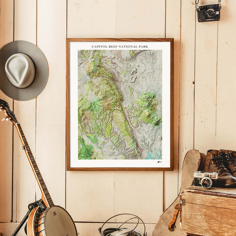 Capitol Reef Shaded Relief Map - Muir Way - Relief Series