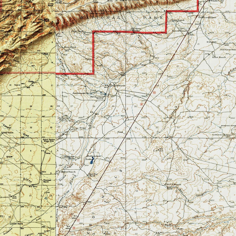 Carlsbad Caverns Shaded Relief Map - Muir Way - Relief Series