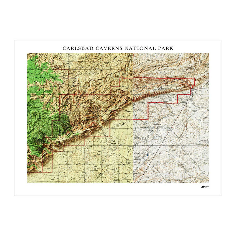Carlsbad Caverns Shaded Relief Map - Muir Way - Relief Series
