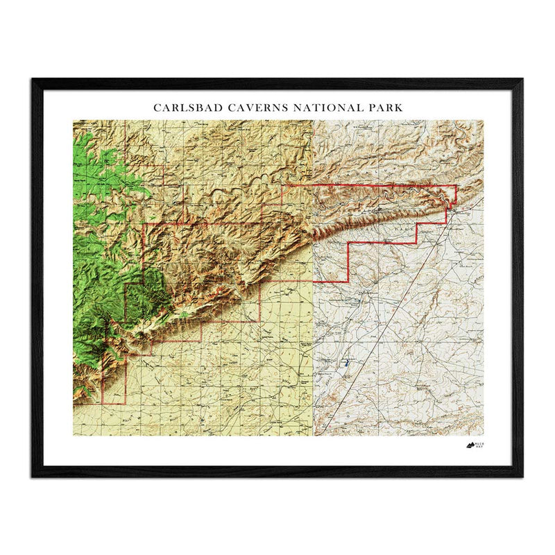 Carlsbad Caverns Shaded Relief Map - Muir Way - Relief Series