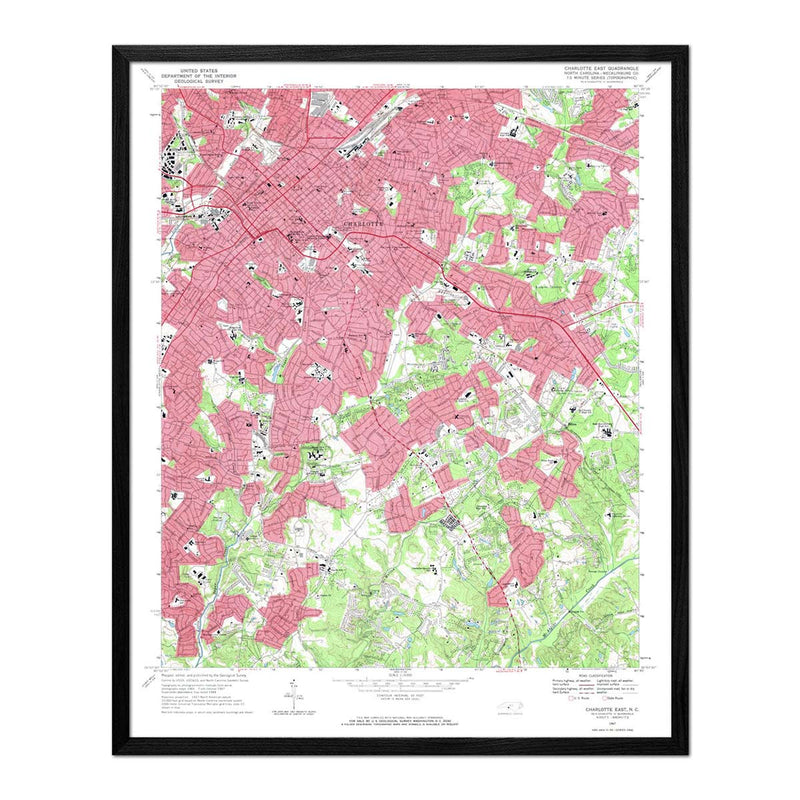 Charlotte, NC 1967 USGS Map - Muir Way - Vintage Map
