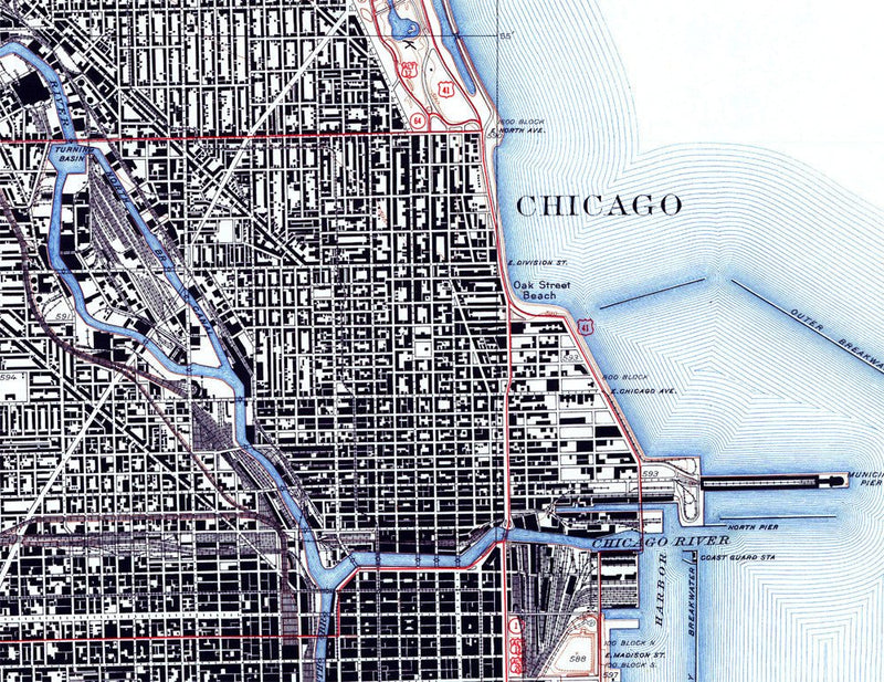 Chicago, IL 1939 USGS Map - Muir Way - Vintage Map