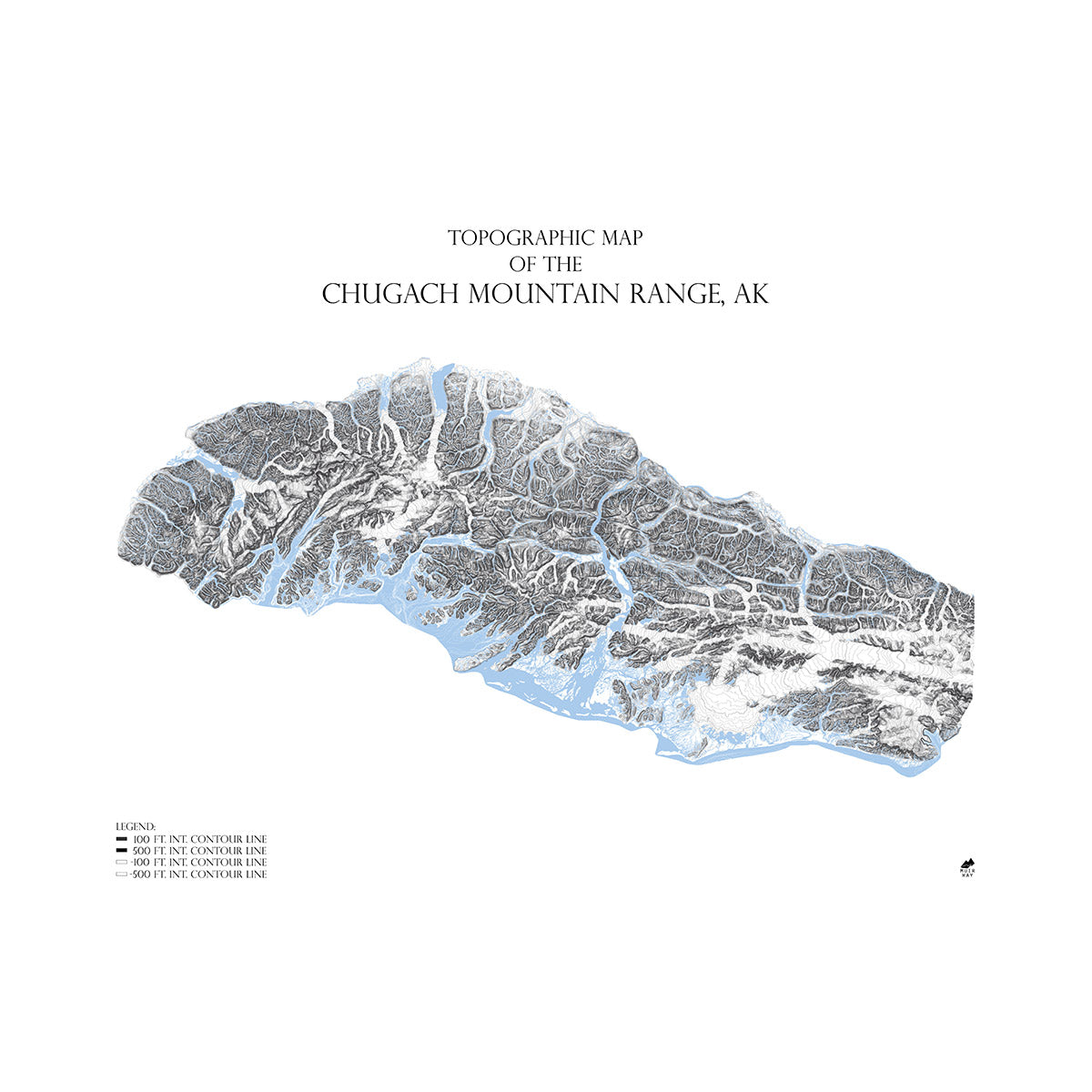 Map of Chugach Mountain Range