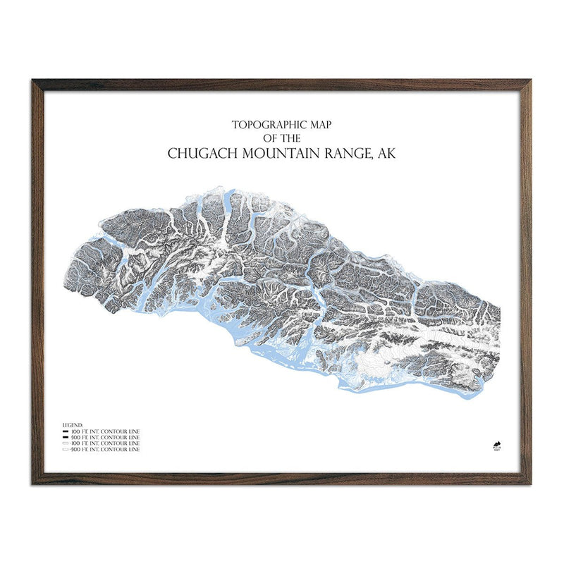Chugach Mountain Range, AK Map - Muir Way - Range Series