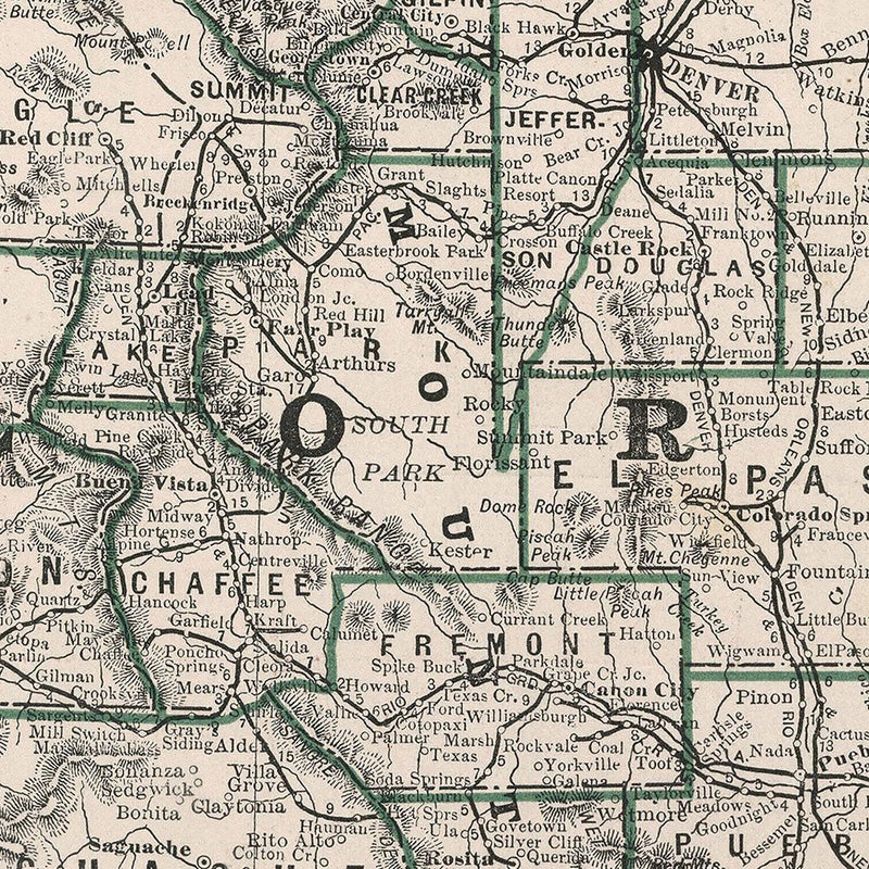 Colorado 1883 Map - Muir Way - Vintage Map