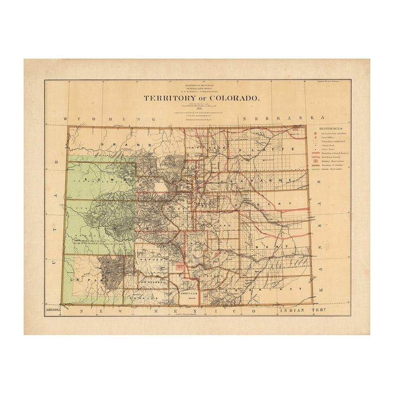 Colorado Territory 1876 Map - Muir Way - Vintage Map