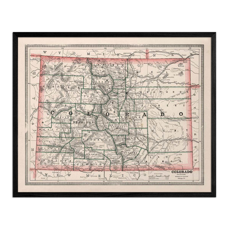 Colorado 1883 Map - Muir Way - Vintage Map