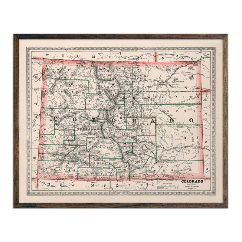 Colorado 1883 Map - Muir Way - Vintage Map