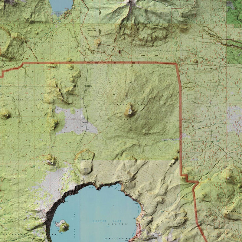 Crater Lake Shaded Relief Map - Muir Way - Relief Series