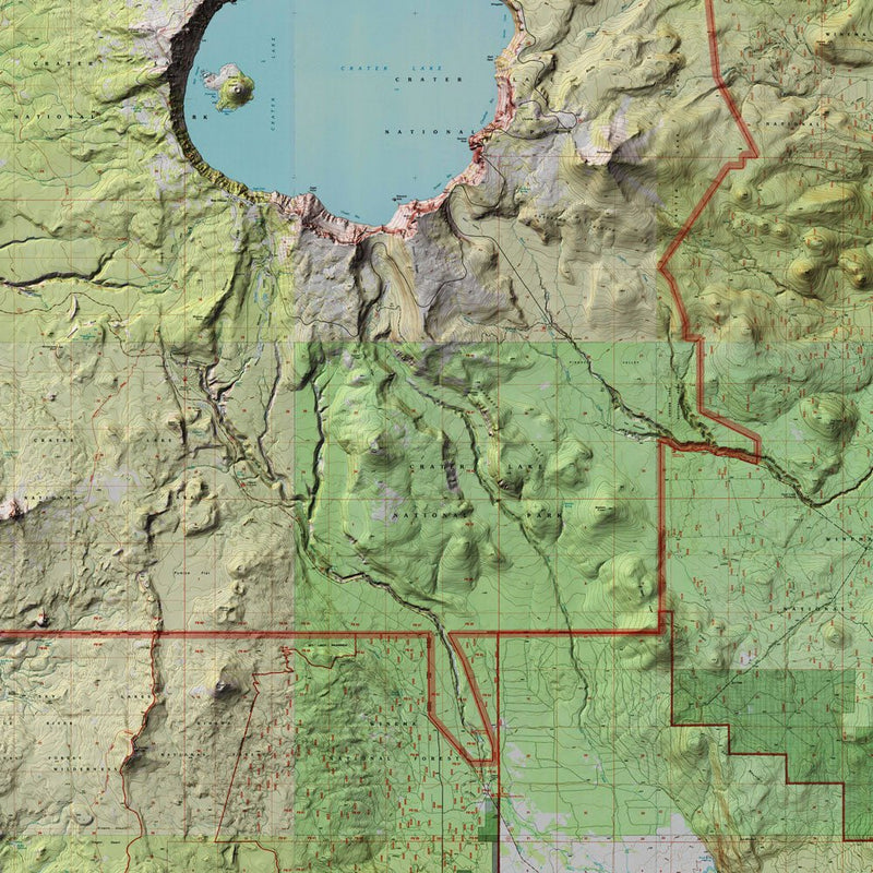 Crater Lake Shaded Relief Map - Muir Way - Relief Series