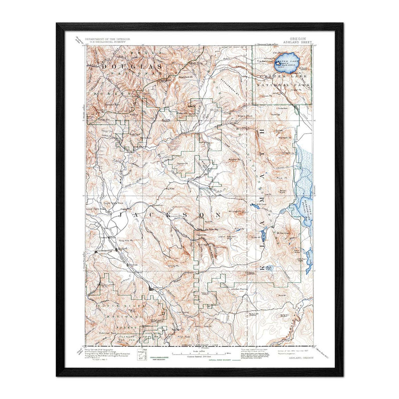 Crater Lake National Park 1937 USGS Map - Muir Way - Vintage Map