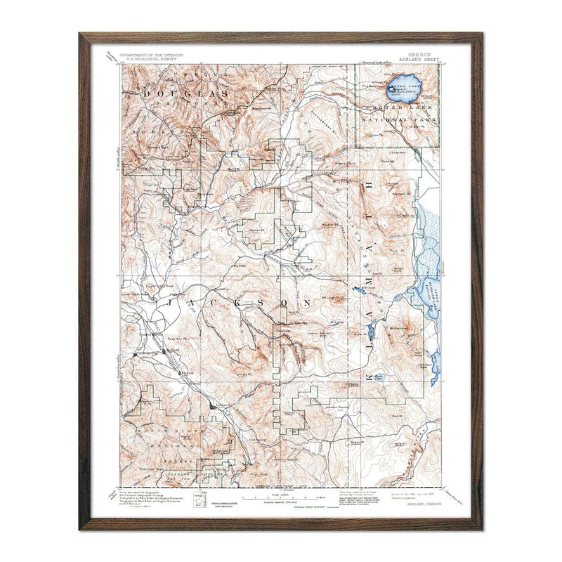 Crater Lake National Park 1937 USGS Map - Muir Way - Vintage Map