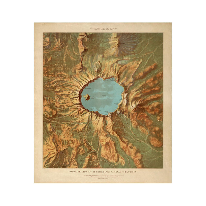 Crater Lake National Park Map 1914 - Muir Way - Vintage Map