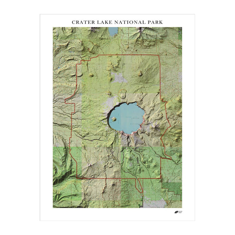 Crater Lake Shaded Relief Map - Muir Way - Relief Series