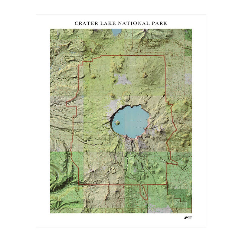 Crater Lake Shaded Relief Map - Muir Way - Relief Series