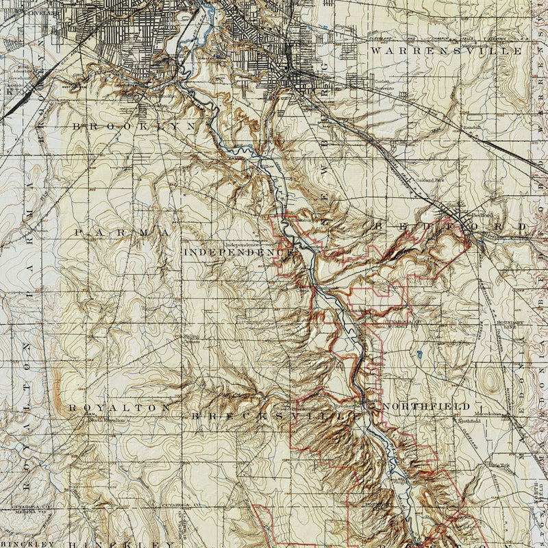 Cuyahoga Valley Shaded Relief Map - Muir Way - Relief Series