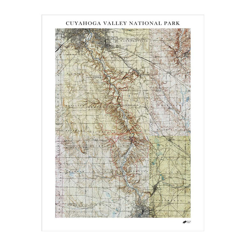 Cuyahoga Valley Shaded Relief Map - Muir Way - Relief Series