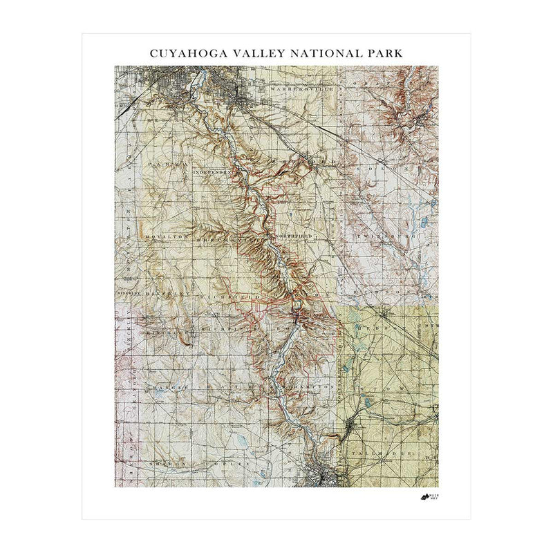 Cuyahoga Valley Shaded Relief Map - Muir Way - Relief Series