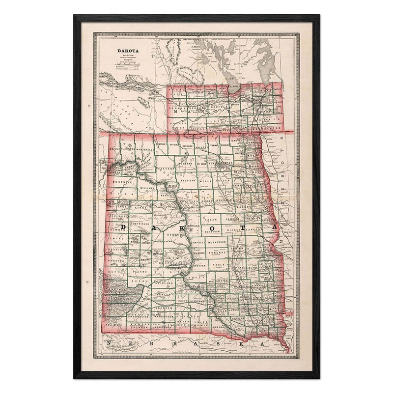 Dakota 1883 Map - Muir Way - Vintage Map