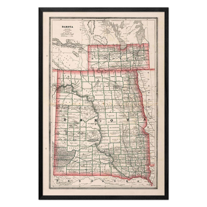 Vintage Map of Dakota 1883