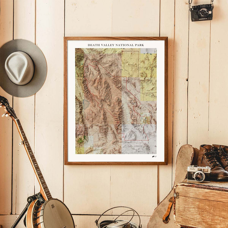 Death Valley Shaded Relief Map - Muir Way - Relief Series