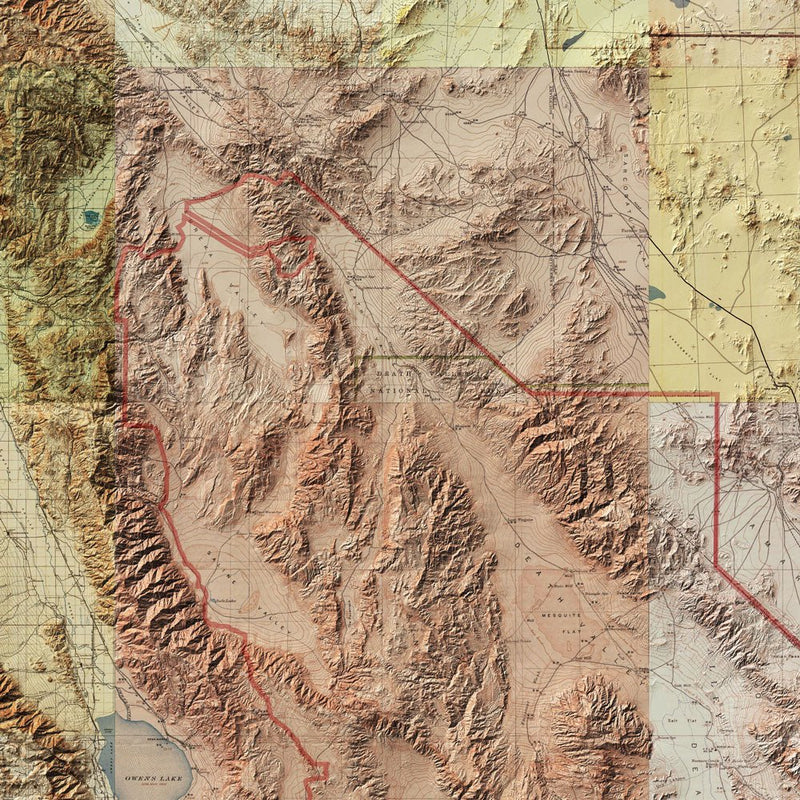 Death Valley Shaded Relief Map - Muir Way - Relief Series