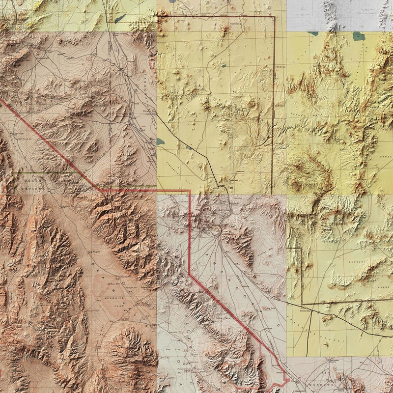 Death Valley Shaded Relief Map - Muir Way - Relief Series