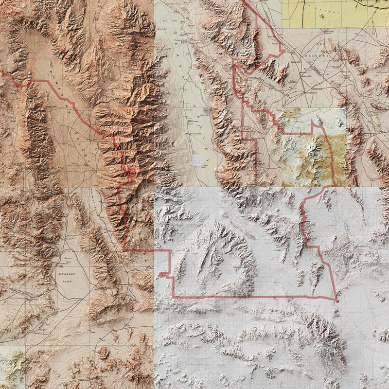 Death Valley Shaded Relief Map - Muir Way - Relief Series
