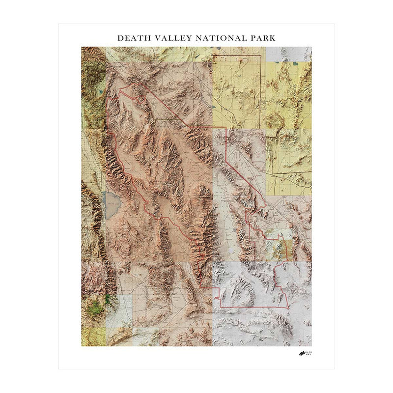Death Valley Shaded Relief Map - Muir Way - Relief Series
