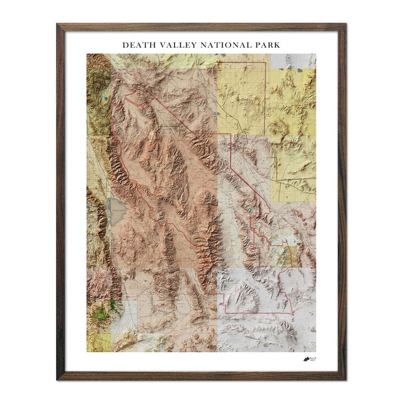 Death Valley Shaded Relief Map - Muir Way - Relief Series